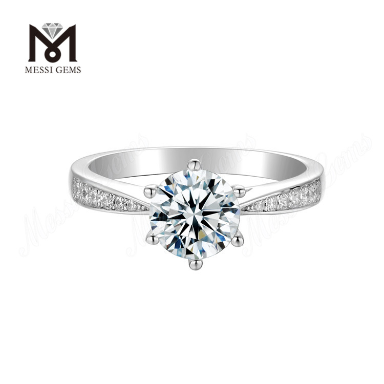 Messi Gemmae Single Stone Moissanite 925 Sterling Silver Ring for Sale