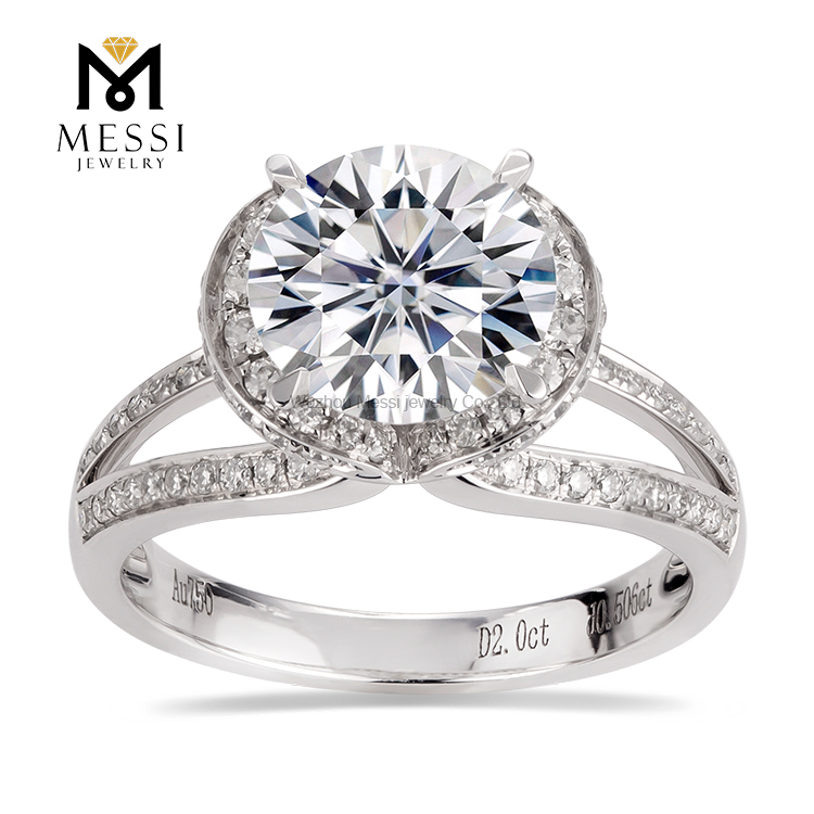 Nuptialis annulus 2ct 14K auri 4 Prong moissanite annuli pro mulieribus