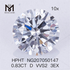 HPHT 0.83CT D VVS2 3EX Lab Diamonds 