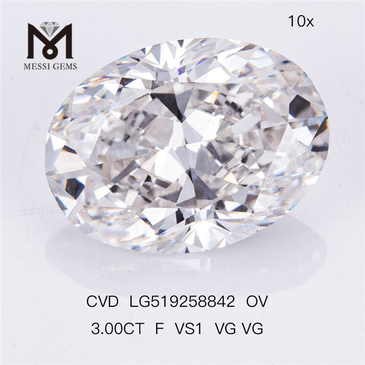 3ct F VS1 VG VG CVD IGI Man Made Diamond OVAL Quality?