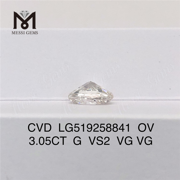 3.05ct G VS2 VG VG CVD Lab Diamond OVAL IGI Certificate