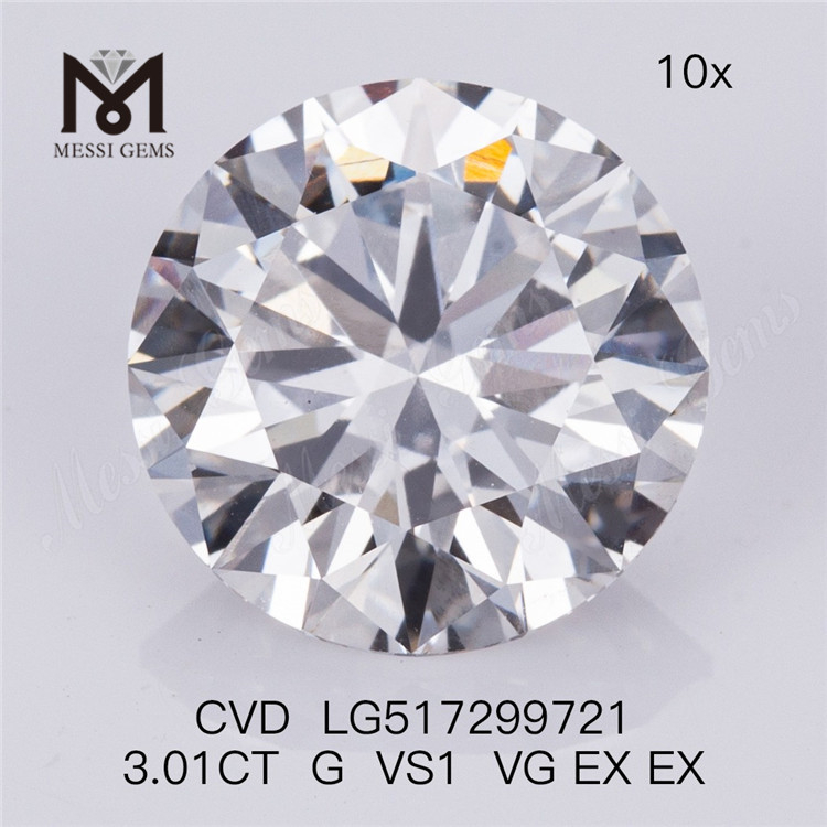 3.012carat G Color VS1 claritatem Factory Price instock Fast Shipping Lab Grown cvd diamond