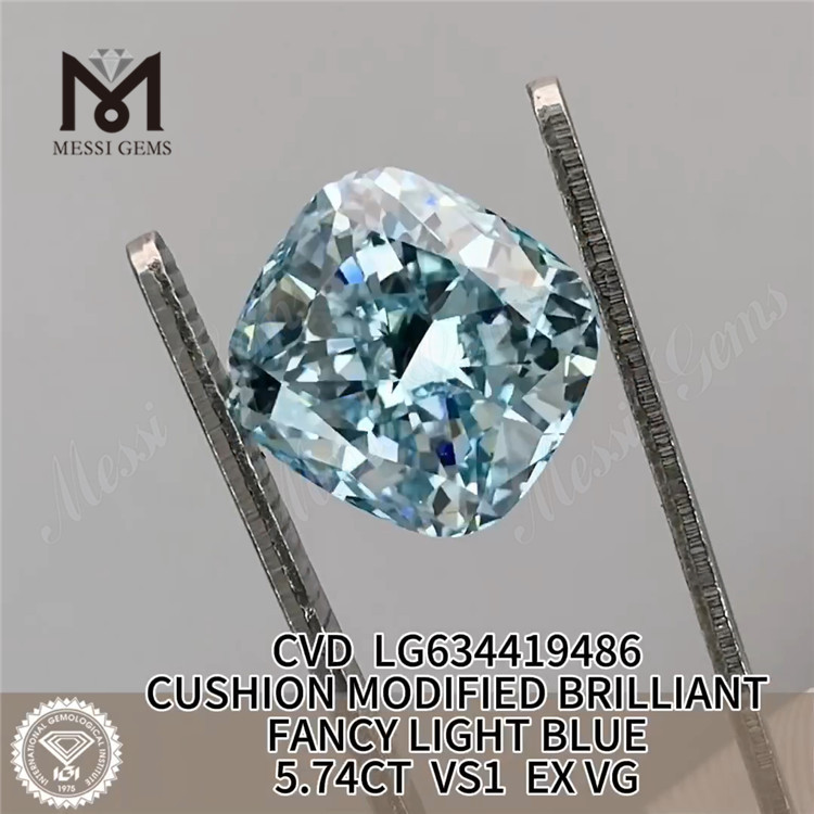 5.74CT CUBICULUM MODIFICATA FACETIAE LUMEN CAERULEUM SIMULATUM DIAMOND VS1 EX VG CVD LG634419486