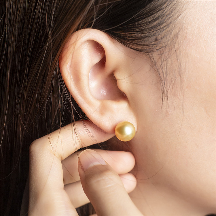 9-10mm Luxuria & Unique Jewelry 18k Designer Golden South Sea Pearl Earrings