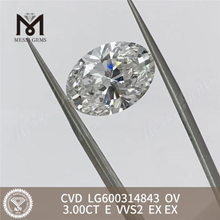 3CT E VVS2 EX Oval Cvd in Diamond