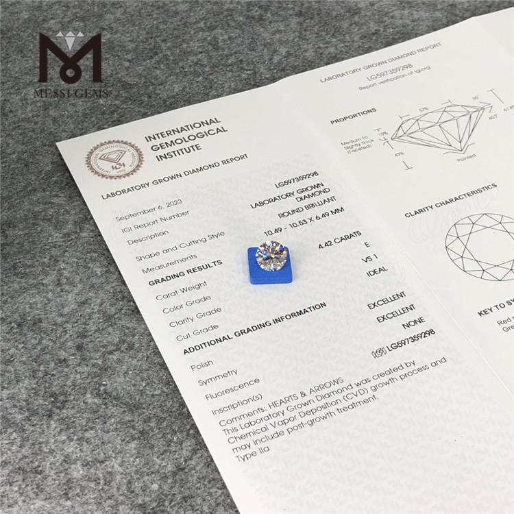 4.42CT E VS1 ID 4ct cvd iaspis Eco-Friendly Splendor LG597359298 Messigems
