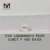 5.28CT F VS2 Pear IGI Certified Diamond CVD LG626484514丨Messigems
