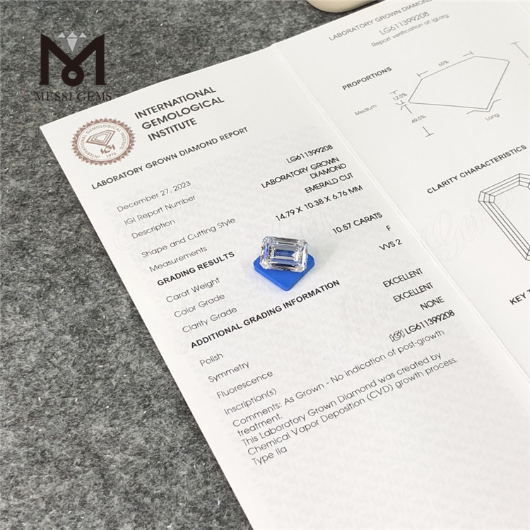 10.57CT EM F VVS2 CVD in lab adamante fecit LG611399208丨Messigems 