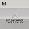 6.50CT F VS1 3EX CVD Round solve fabricatum Diamond LG624443169丨Messigems