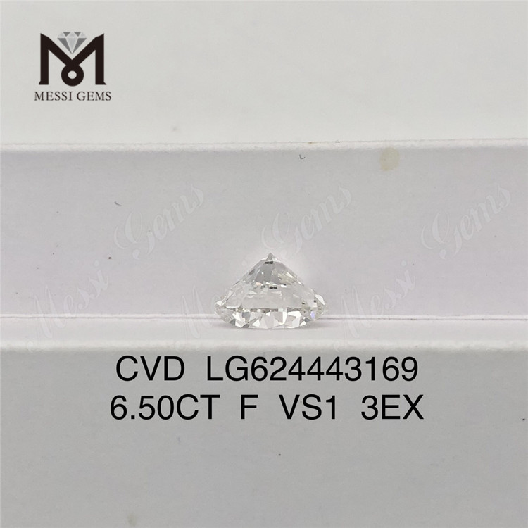 6.50CT F VS1 3EX CVD Round solve fabricatum Diamond LG624443169丨Messigems
