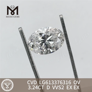 3.24CT OV D VVS2 CVD lab iaspis pretium Lupum fecit LG613376316丨Messigems