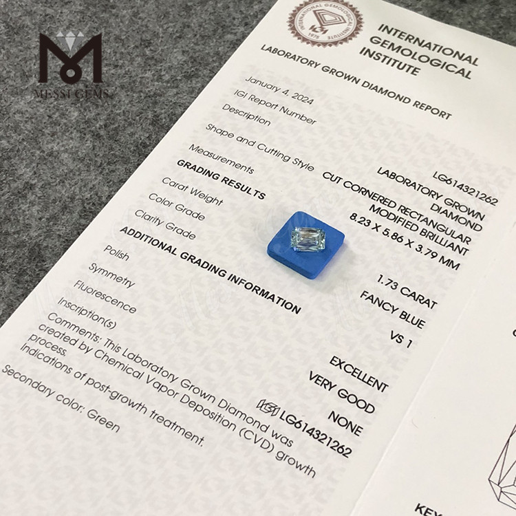 1.73CT lab adamantibus simulatis VS1 RECTA RED CVD LG614321262丨Messigems