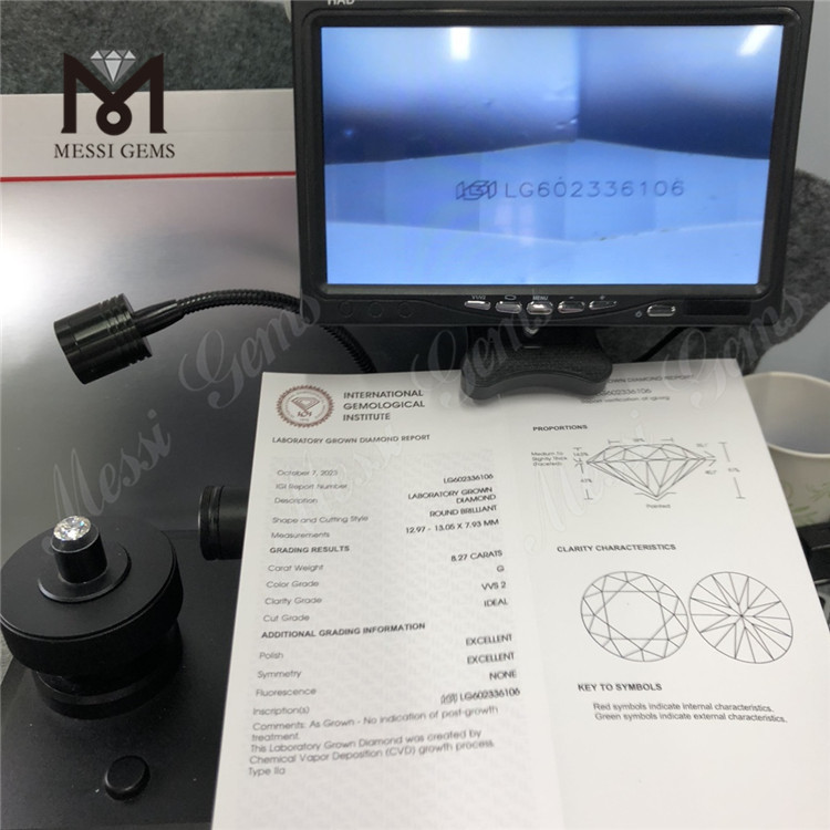 8.27CT G VVS2 ID EX EX CVD Diamond Empower Your Jewelry Business LG602336106丨Messigems