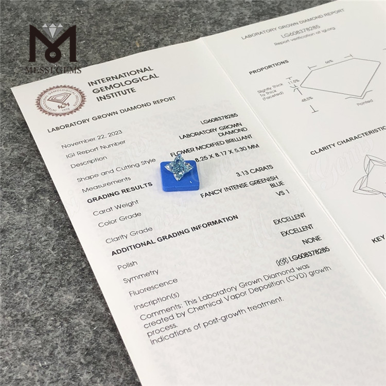 3.13ct VS1 Blue Flos Lab factum Diamond Pectus CVD LG608378285