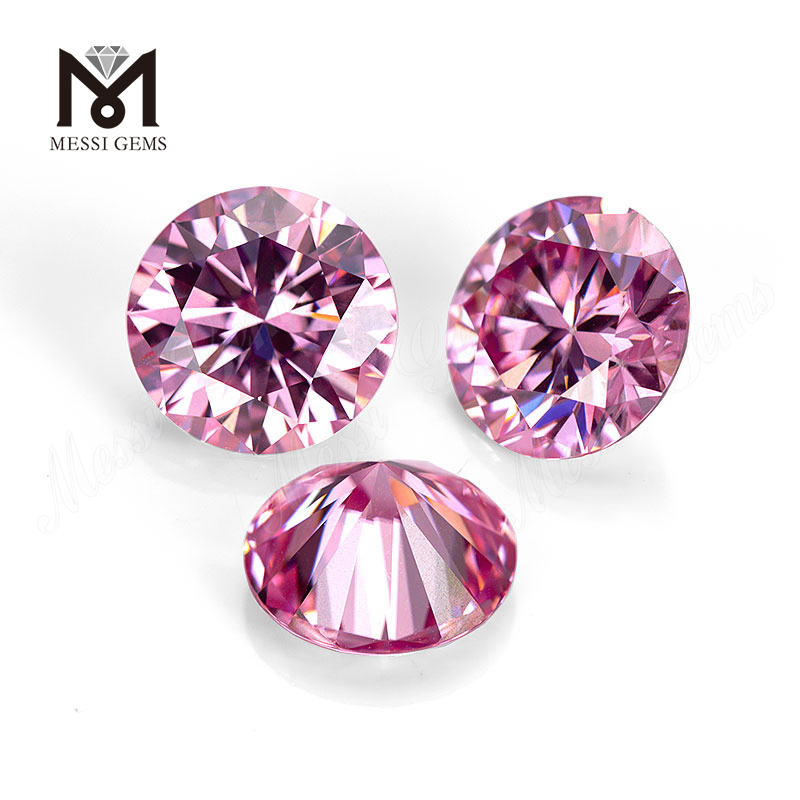 Messi Gemmae Lupum pretium solve machinam machinam lapideam fabricam cut color fabula vel ignis 0.5 carat 1 carat Round Pink Moissanite