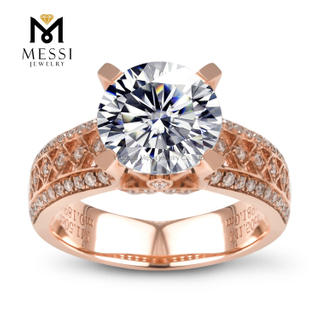 1.5 carat Rose aurum nuptiale mos moissanite anulus aureus pro mulieribus