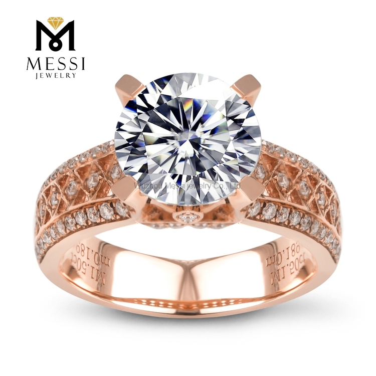 1.5 carat Rose aurum nuptiale mos moissanite anulus aureus pro mulieribus