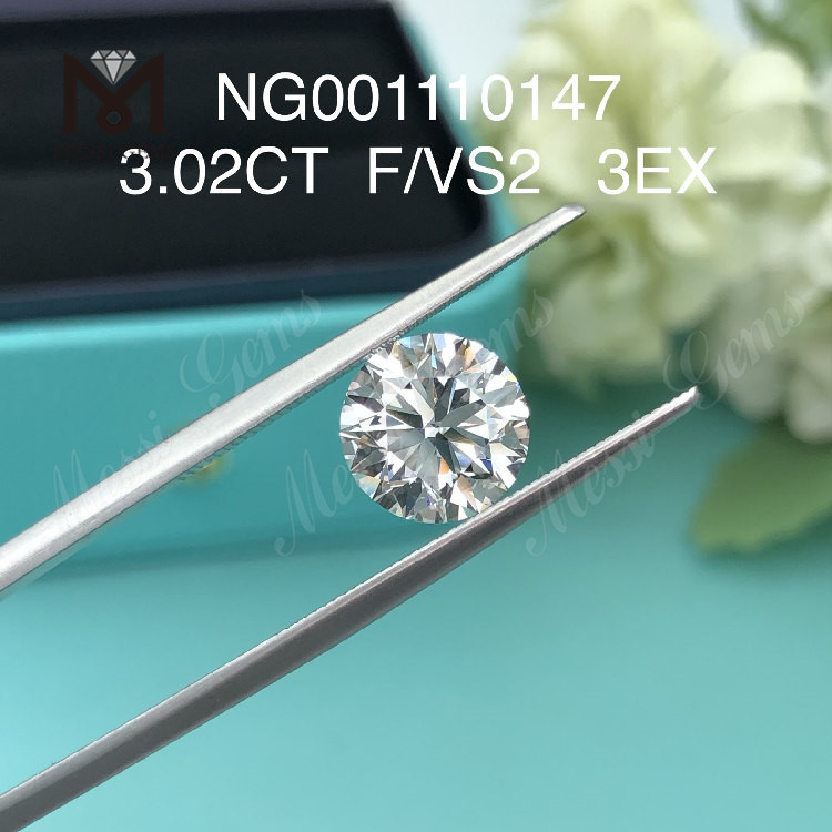 3.02 ct F VS2 Rotundus lab adamantibus increvit venditionis