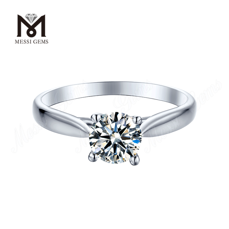 Messi Gemmae solitaire 1 carat moissanite adamas 925 anulus argenteus