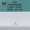 1.03 carat G/VS1 CVD Round lab crevit diamond