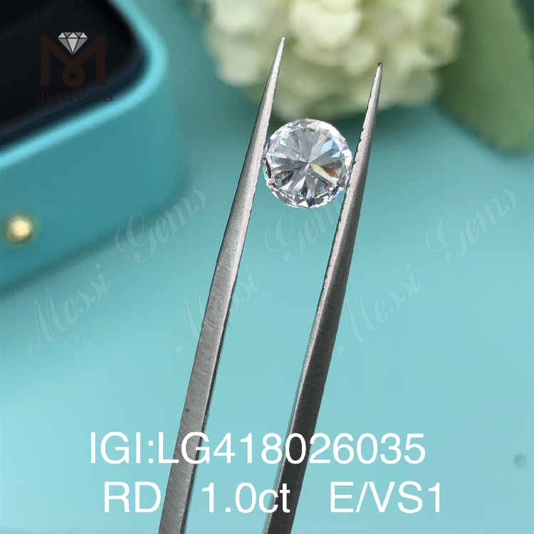 1.0CT E/VS1 Round EX VG Lab Grown Diamond