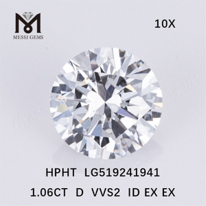 1.06ct VVS Diamond Diamond Ronnd Cut HPHT D color lab Diamond in stock