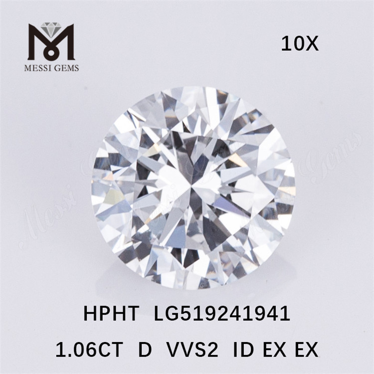 1.06ct VVS Diamond Diamond Ronnd Cut HPHT D color lab Diamond in stock