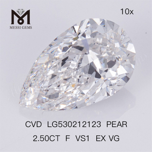 2.5CT Lab Grown Diamond CVD F VS Pear 2.5 Lab adamantinus 