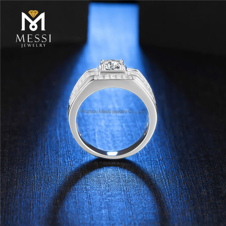 925 Moissanite Men Ring Silver Jewelry Sterling Engagement Nuptialis Annulorum