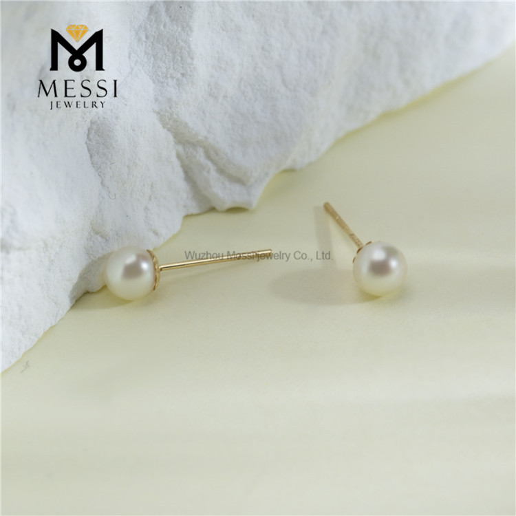 18K Aurum 4-5mm Elegans Bacca Inaures nuptiales pro Nuptiis