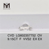 9.15CT F VVS2 EX EX cvd lab adamantibus OV LG602357752 creatum