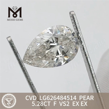 5.28CT F VS2 Pear IGI Certified Diamond CVD LG626484514丨Messigems
