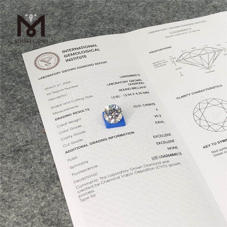 10.01CT F VS2 ID RD igi adamantes in sale CVD LG626484513丨Messigems