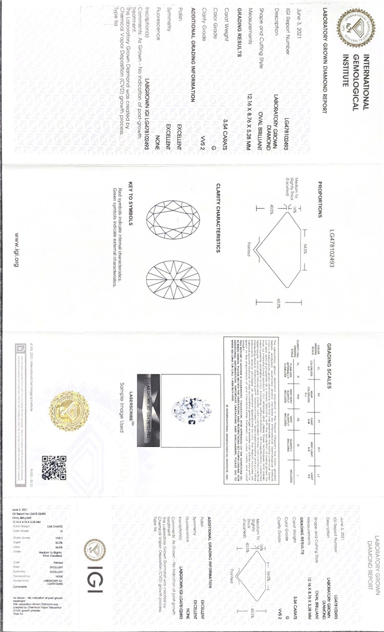 lab crevit ungue adamantino IGI certified