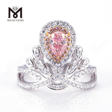 14k 18k Niveus Aurum Eco-Friendly Choice Lab Grown Diamond Pink Pear Shape Ring