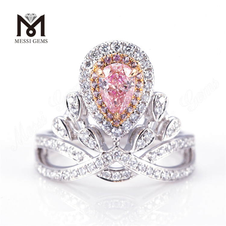 14k 18k Niveus Aurum Eco-Friendly Choice Lab Grown Diamond Pink Pear Shape Ring