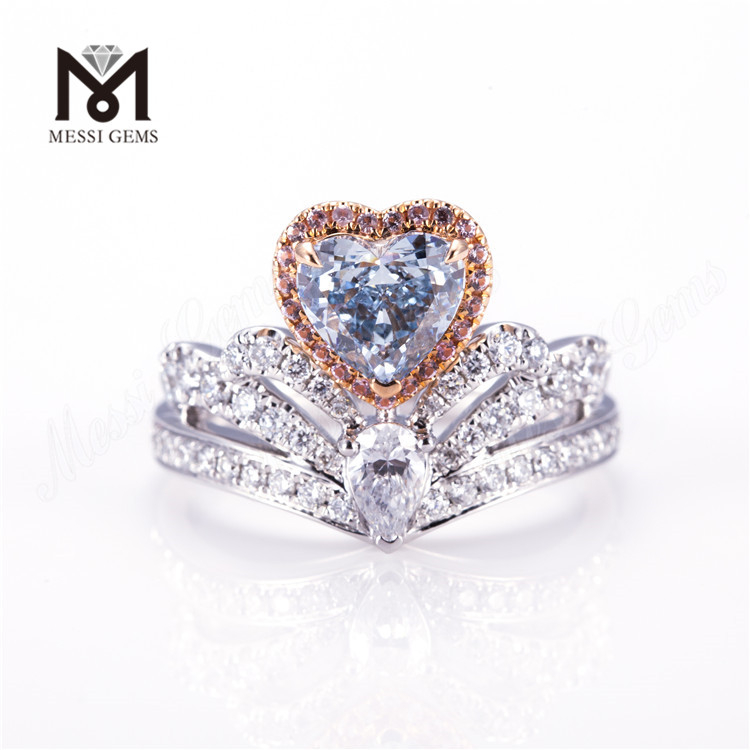 Cor aptatum Diamond Orbis I Carat 18K album aurum lab crevit adamas annulum