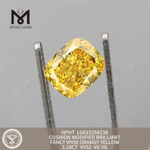 3.18ct VVS2 Cushion Umbra ORANANGY Yellow solutam crevit Diamond Pectus LG615358238