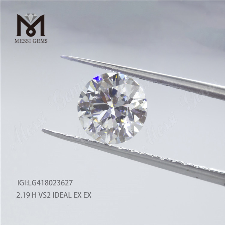 2.19carat synthetica lab adamas crevit H VS2 IGI libellum SPECIMEN cvd albo hpht adamantino