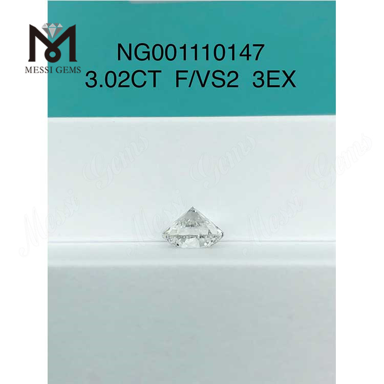 3.02 ct F VS2 Rotundus lab adamantibus increvit venditionis