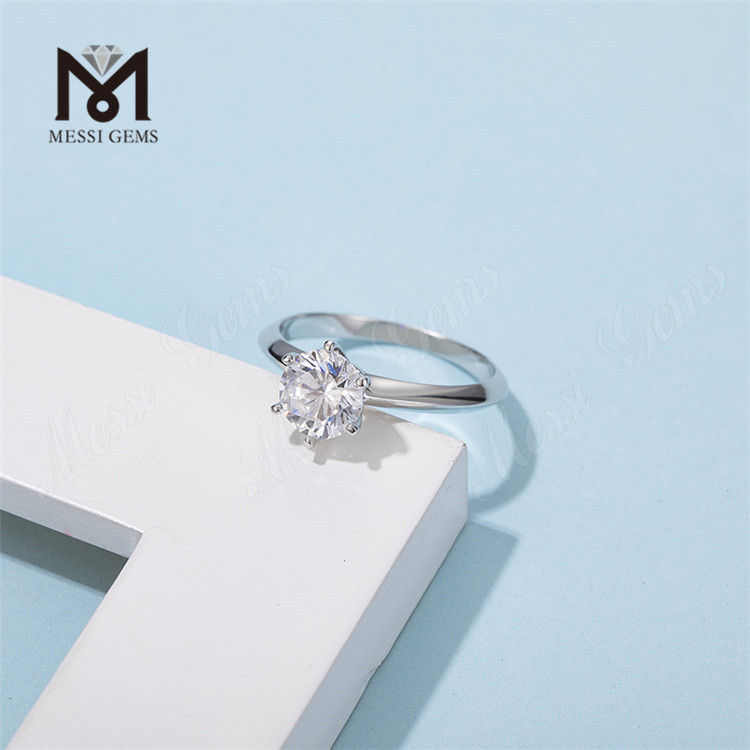 Messi Gemmae 1ct moissanitae solitaire 925 anulum sterlingorum pro nuptiis sponsalibus