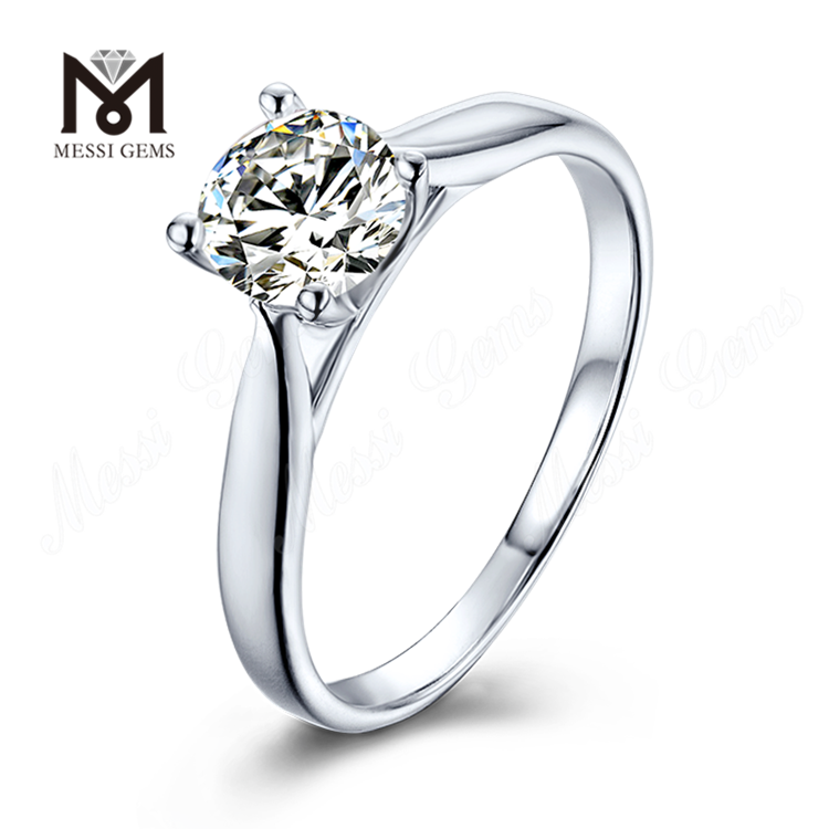 Messi Gemmae solitaire 1 carat moissanite adamas 925 anulus argenteus