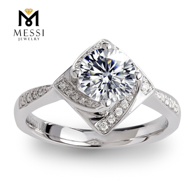 18K album aurum 1 carat lab crevit adamas nuptiarum anulum pro mulieribus