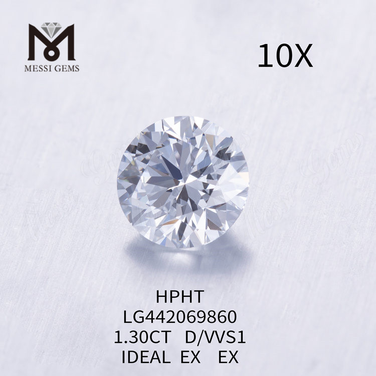 1.30 Carat D VVS1lab Grown Diamond SPECIMEN Round solve Synthetica Diamonds
