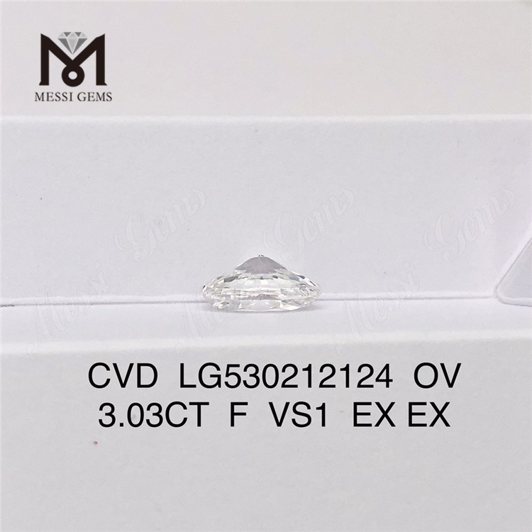 3.03ct F VS1 OVAL CVD Lab Partum Diamond IGI Certificate 