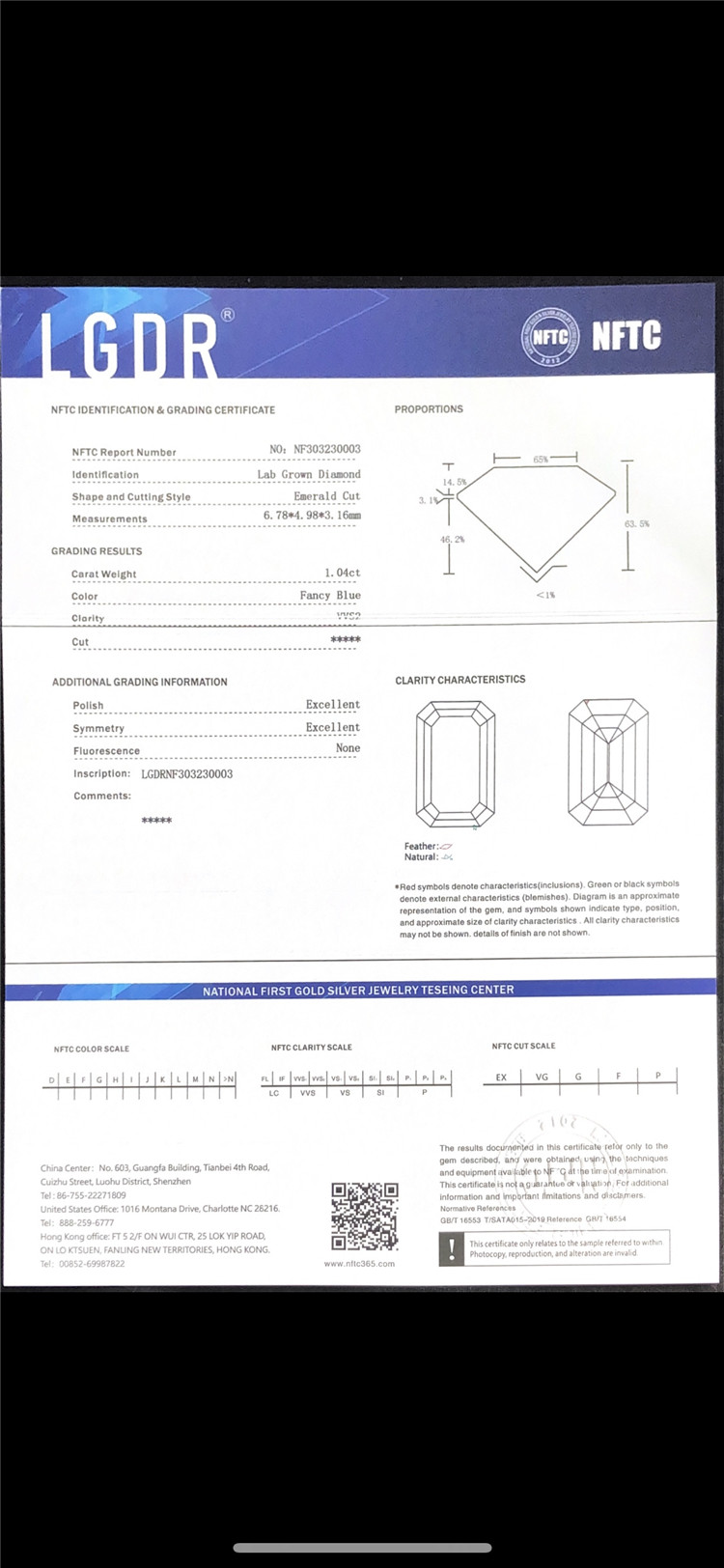 1.01ct EM lab crevit crystallini Lupum