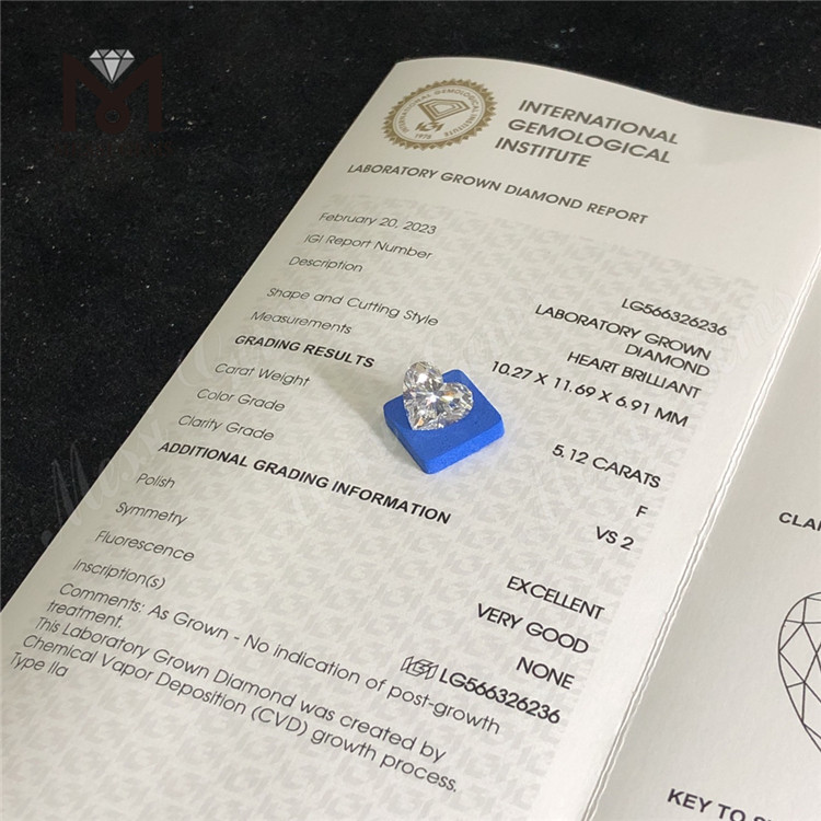 5.12CT F VS2 EX VG HS lab adamas CVD LG566326236 