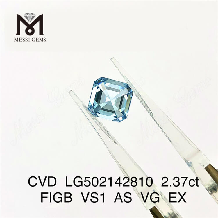 2.37ct Asscher Cut VS syntheticus caeruleus adamas 7.10X7.03X4.89MM