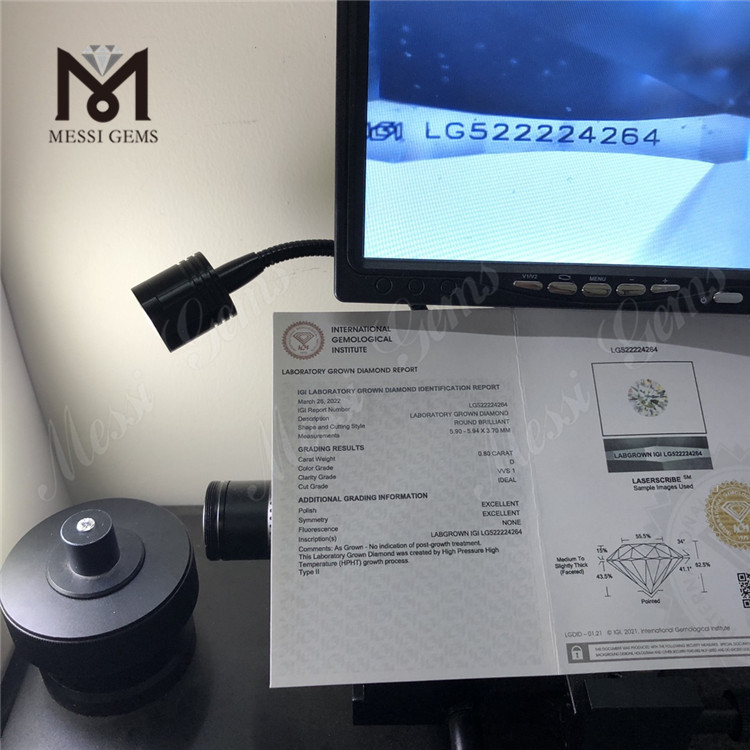0,8 carat D/VVS1 ID EX lab crevit HPHT Certificate adamas Wholesale price 