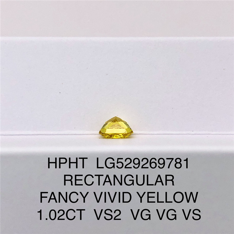 1.02ct VS2 Yellow Lab Diamond Rectangularis Lab Grown Diamond